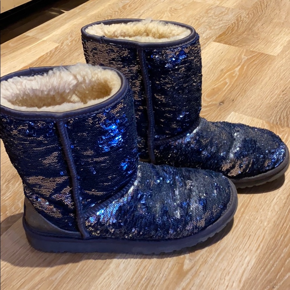 UGGS blue silver sparkle sequin boots UGG